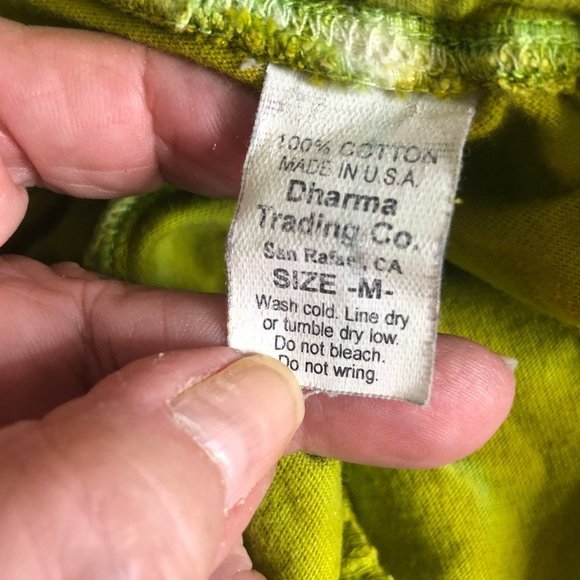 DHARMA TRADING CO. Handcrafted Cotton Tie Dye Cropped Pants Green & Blue M - Picture 5 of 7